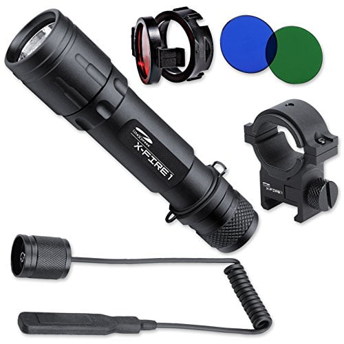 LiteXpress LXL001001 X-Fire 3 High Performance aluminium flashlight 2xAA LED up to 298 Lumens including cable switch picatinny rail mount
